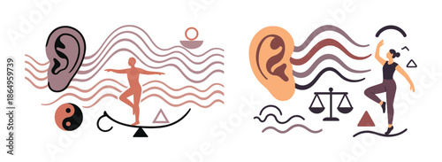 Mindfulness and balance: yoga poses illustrating harmony and meditation