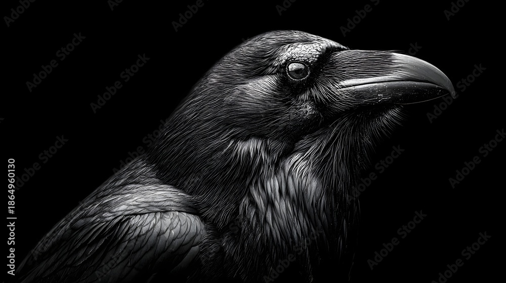 Obraz premium Intense Close Up Macro Portrait of a Majestic Black Raven