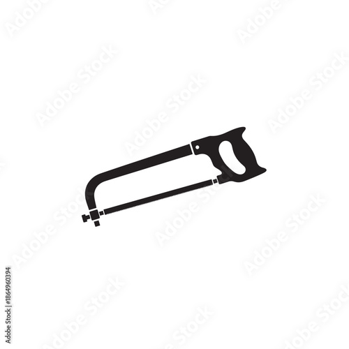 Black silhouette of a hacksaw on a white background tool