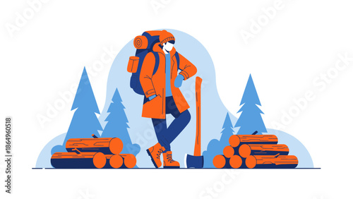 Resting Lumberjack After Working In The Woods Camping And Outdoor Adventure Lifestyle