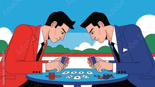 Rivalry And Risk Two Businessmen Gambling Illustrative Confrontation Concept