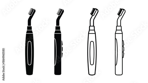Four electric toothbrushes in varying shades of black and white