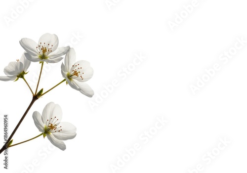 Delicate white petals unfurling in brilliant light against a seamless pure white studio background, symbolizing new growth and simplicity ,tranquil ,minimalist ,simple
