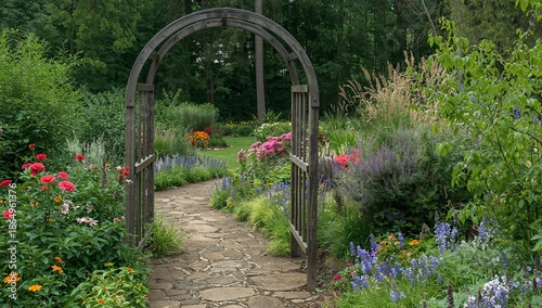 Pathway Through a Flower Garden With Blooms in Various Colors During Daytime