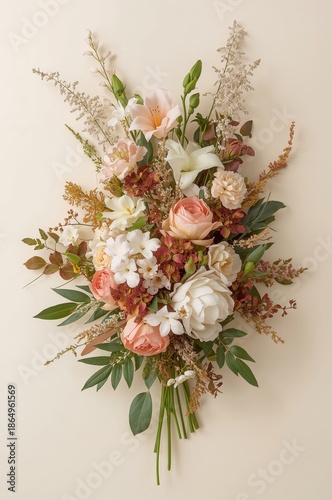 Bright Bouquet of Flowers Arranged for Decoration or Gift in a Simple Setting
