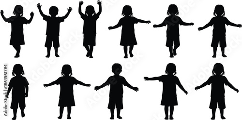 Kids sr illustration black child figure collection