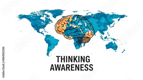 Global Thinking Awareness Concept with Brain Illustration