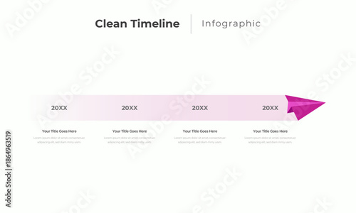 Clean Horizontal Timeline Infographic with Arrow for Business Presentation and Project Roadmap
