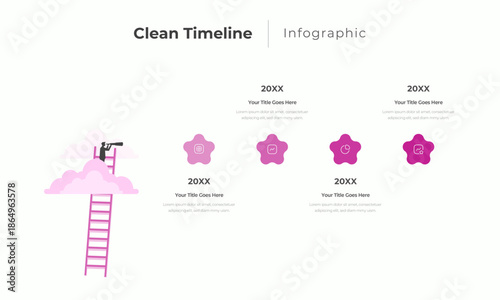 Clean Timeline Infographic Design for Business Presentation, Project Milestones and Corporate Report