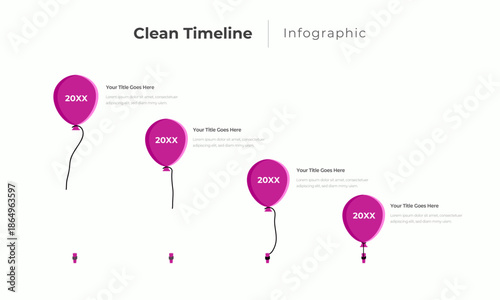Clean Timeline Infographic with Balloon Milestones for Business Presentation
