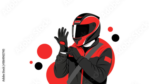 Ready For Speed Professional Racer Preparing His Gear For An Upcoming Race