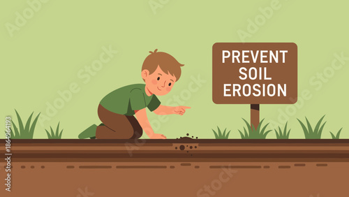 Preventing Land Degradation Illustrated Concept For Raising Environmental Awareness