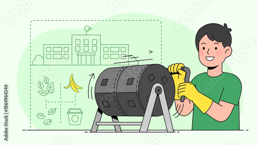 Promoting Environmental Stewardship Turning a Composting Tumbler At School