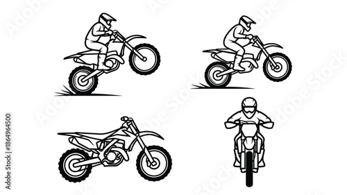 Motocross illustrations dynamic sketches of riders and dirt bikes in action