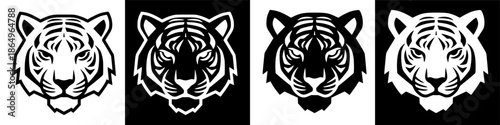Tiger face illustrations in various Page Layout Design and styles showcasing wildlife and animal graphics