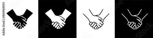 Various handshake illustrations depicting partnership and agreement in different styles and backgrounds