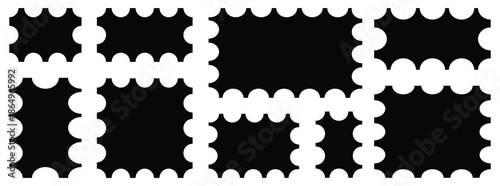 Postage stamp set. Set of blank rectangle and square Postage stamp frames. Blank postage stamp. Clean postage stamp template. Postage icon. Mockup postage stamps.