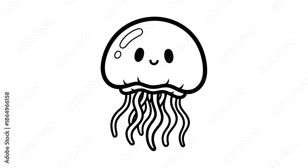 Fototapeta premium Happy Jellyfish Cartoon Illustration