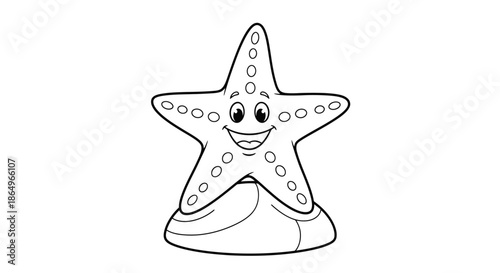 Page coloring cartoon starfish illustration
