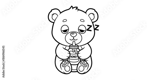 Cute Sleeping Teddy Bear Cartoon Character