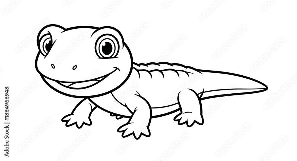 Obraz premium Happy Cartoon Lizard Illustration for Kids