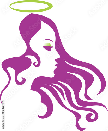 girl with long hair on woman beauty hair vector logo
