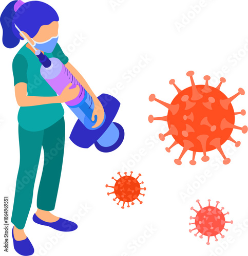 nurse in mask with syringe stop coronavirus