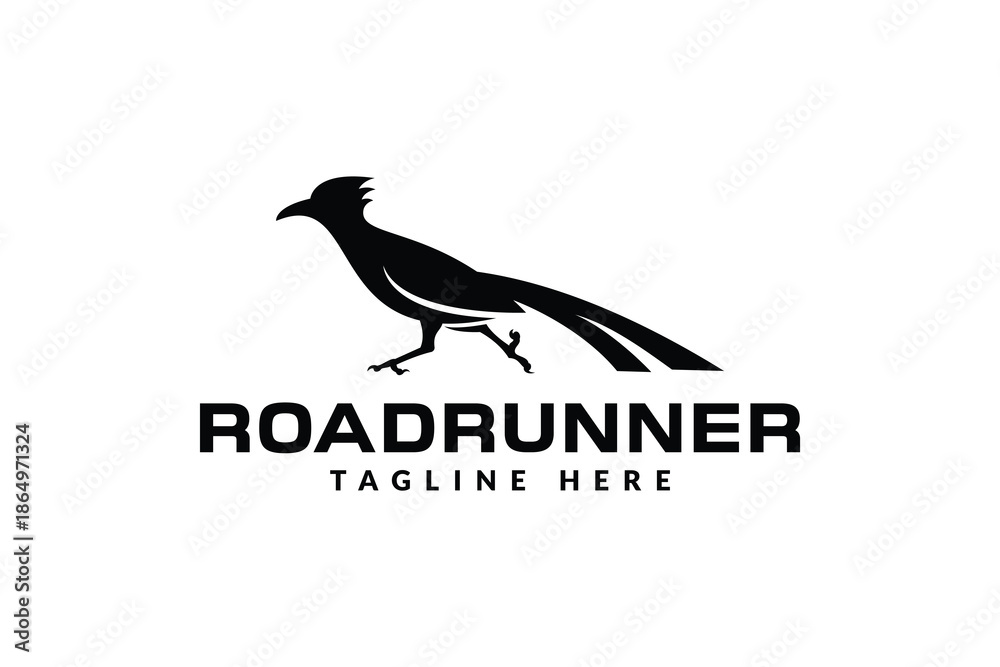Fototapeta premium roadrunner logo design vector illustration. roadrunner silhouette logo template 