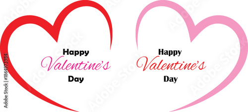 A pair of interlocking red and pink hearts graphic with Valentine's text