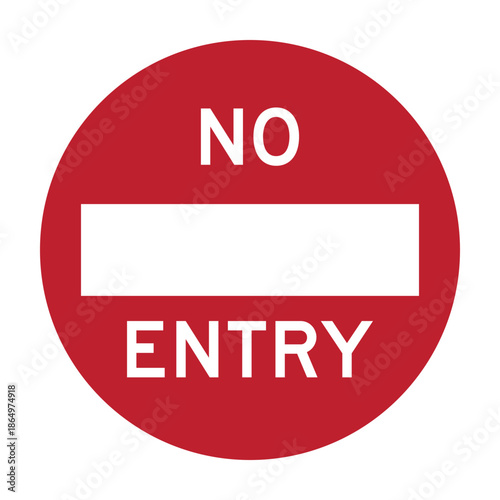 Professional No Entry Traffic Sign with Red Circle and Horizontal Bar - High Contrast Regulatory Road Safety Graphic