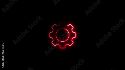 Wallpaper Mural Glowing neon Gear icon. Gear rotation for your business. gear icon technical concept on transparent background. 4k animation video Torontodigital.ca