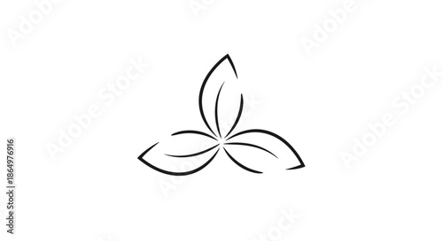 Artistic hand drawn sketch of three simple leaves connected at the base in a loose black ink style on a white background.