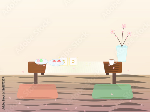 Table setup with snacks and flowers in a cozy room during afternoon tea