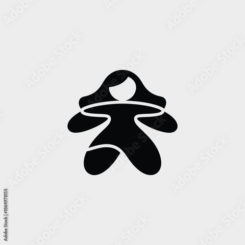 Person hugging themselves isolated on white background, Vector, illustration