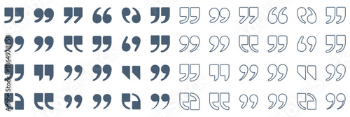 Quote mark flat vector icon set. Set of quotation marks. Texting quote boxes. Quotes icon vector sign design. Quotation marks vector collection. Black quotes icon. Speech mark symbol. dialog icons set