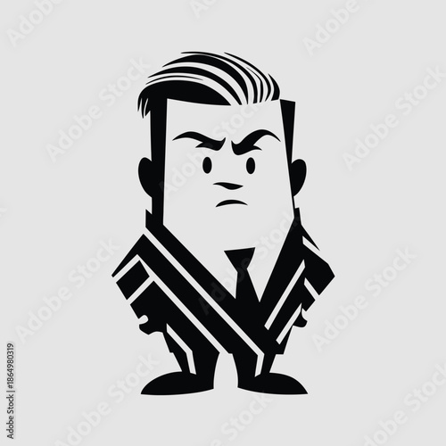 Angry businessman holding briefcase isolated on white background, Vector, illustration