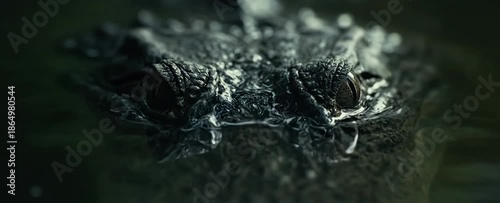 Extreme Close-Up of Crocodile Eye in Dark Cinematic Lighting
