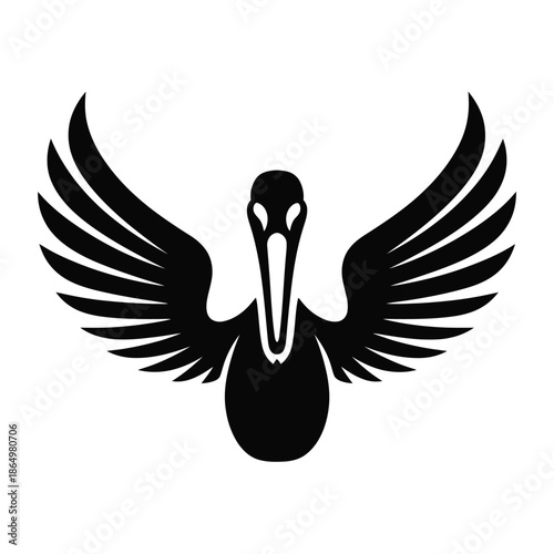 Bird with spread wings isolated on white background, Vector, illustration