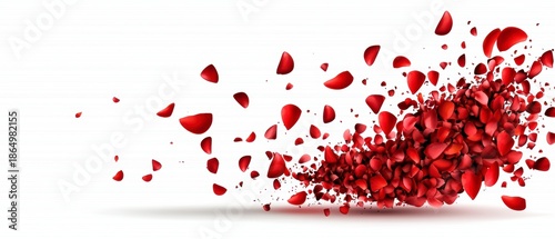 Romantic Red Rose Petals Falling Abstract Background Banner