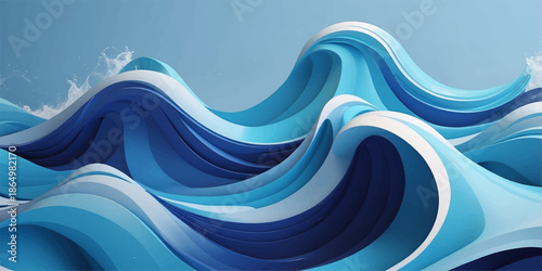 Abstract blue wave background featuring flowing liquid lines and a motion swirl design with light curved shapes for a sea texture backdrop