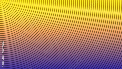 A colorful gradient wave pattern transitioning from yellow to orange and purple on a black background with a mesmerizing optical illusion effect.