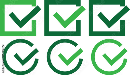 Green check mark icons showing approval, verification, and completed status