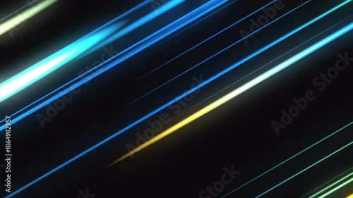 Blue Neon Diagonal Light Streaks Futuristic Technology Background