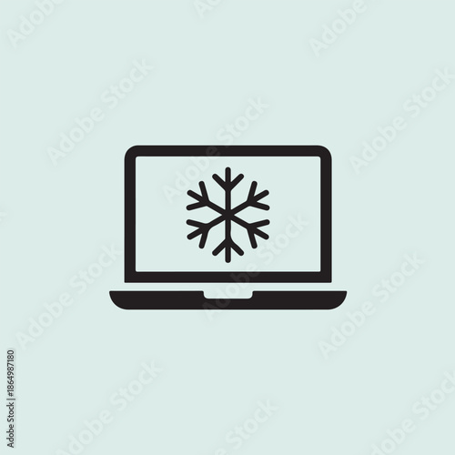 vector illustration of a computer monitor in winter