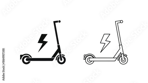 Two electric scooters in different line weights a striking silhouette