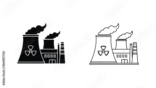 Industrial factory buildings with smoke stacks an environmental concern silhouette