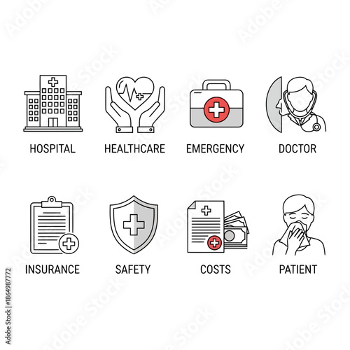 Medical icons for healthcare and wellness services
