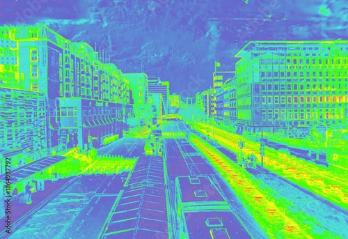 City street thermal mapping showing urban infrastructure