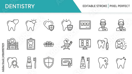 Dentistry icons for healthcare and medical professionals