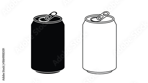 Two soda cans in contrasting colors a black and a white silhouette